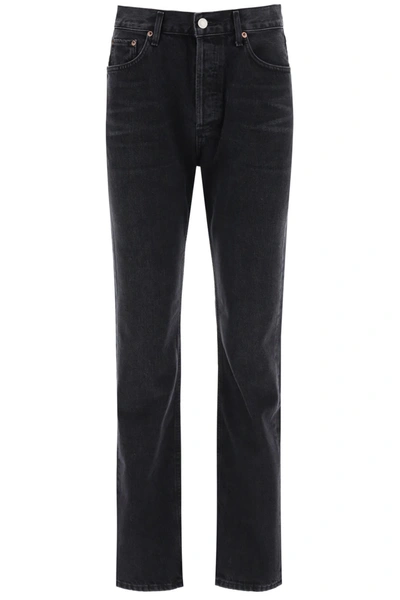 Shop Agolde Lana Low Rise Straight Jeans In Haywire (black)