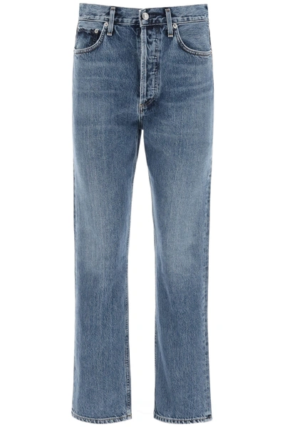 Shop Agolde Pinch Waist High Rise Straight Jeans In Portrait (blue)