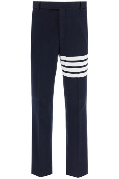 Shop Thom Browne 4-bar Jersey Trousers In Navy (blue)