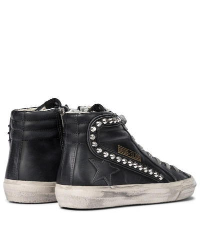 Shop Golden Goose Slide Classic Leather Sneakers In Black