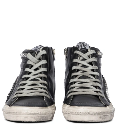 Shop Golden Goose Slide Classic Leather Sneakers In Black