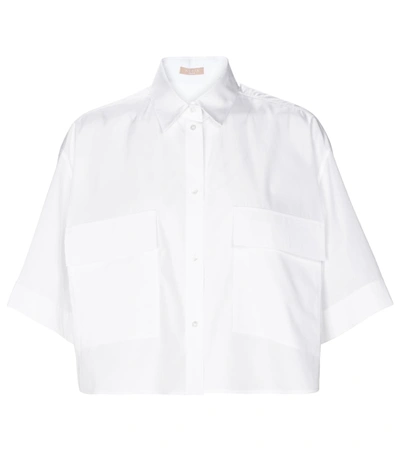 Shop Alaïa Cropped Cotton Shirt In White