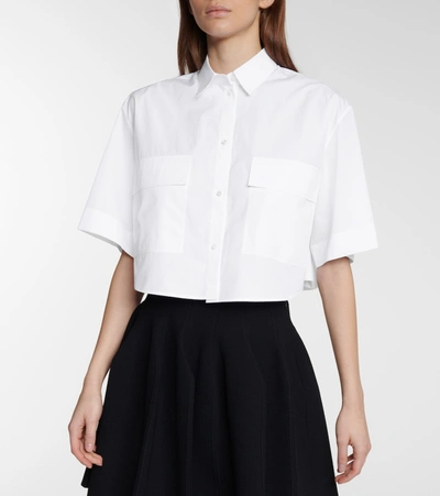 Shop Alaïa Cropped Cotton Shirt In White