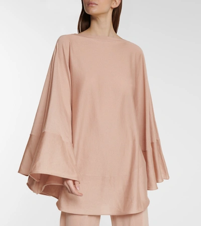 Shop Alaïa Cashmere And Silk Poncho In Pink