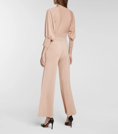 Shop Alaïa High-rise Cashmere-blend Pants In Pink
