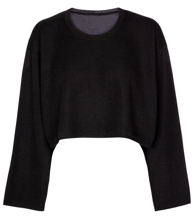 Shop Alaïa Cropped Cashmere And Silk Sweater In Black