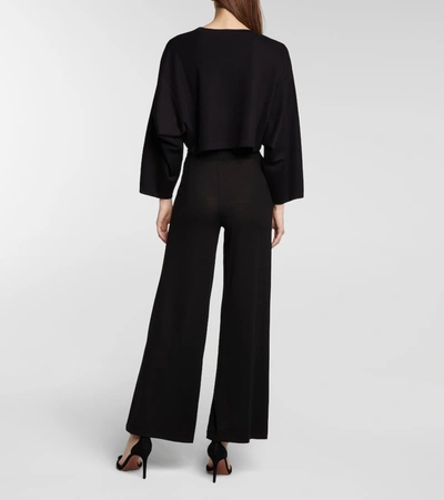 Shop Alaïa Cropped Cashmere And Silk Sweater In Black