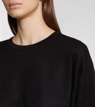 Shop Alaïa Cropped Cashmere And Silk Sweater In Black