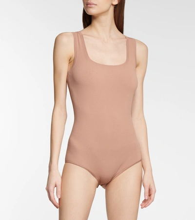 Shop Alaïa Stretch-knit Bodysuit In Beige