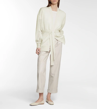 Shop Max Mara Eolo Mohair-blend Cardigan In White