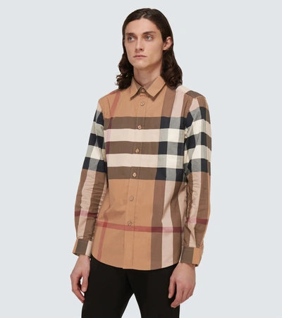 Shop Burberry Long-sleeved Check Shirt In Brown