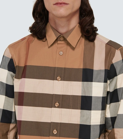 Shop Burberry Long-sleeved Check Shirt In Brown