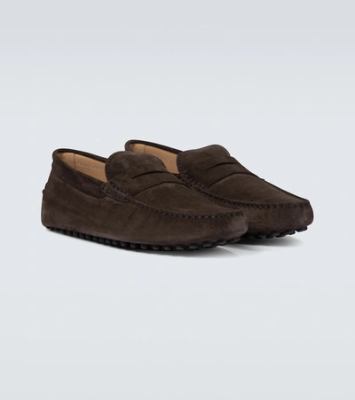 Shop Tod's City Gommino Driving Shoes In Brown