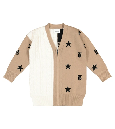 Shop Burberry Wool And Cashmere Cardigan In Beige