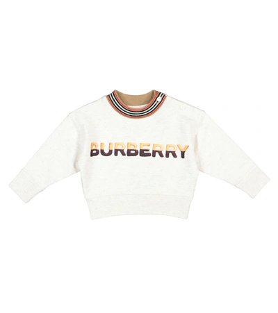 Shop Burberry Baby Logo Cotton Sweatshirt In White