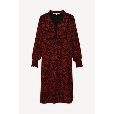 Shop Gerard Darel Loose-fitting Heart Print Dress In Rouge Baiser