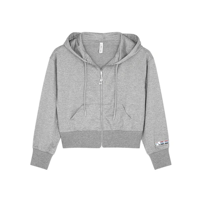Shop Adam Selman Sport Grey Cropped Metallic Stretch-jersey Sweatshirt