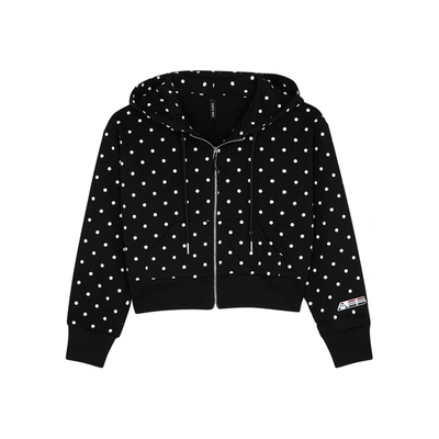 Shop Adam Selman Sport Polka-dot Cropped Jersey Sweatshirt In Black