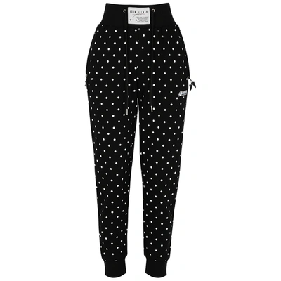 Shop Adam Selman Sport Polka-dot Jersey Sweatpants In Black