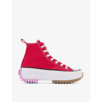 Shop Converse Run Star Hike High-top Canvas Trainers In University Red Peony Pin