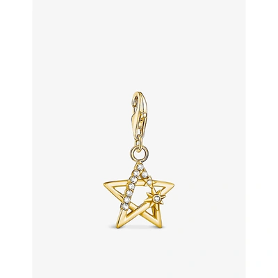 Shop Thomas Sabo Womens White Star 18ct Gold-plated Sterling Silver And Zirconia Charm