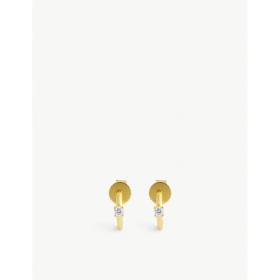 Shop Pd Paola Pdpaola Women's Gold/white 18ct Yellow Gold-plated Sterling Silver And White Zirconia Hoop Earrings