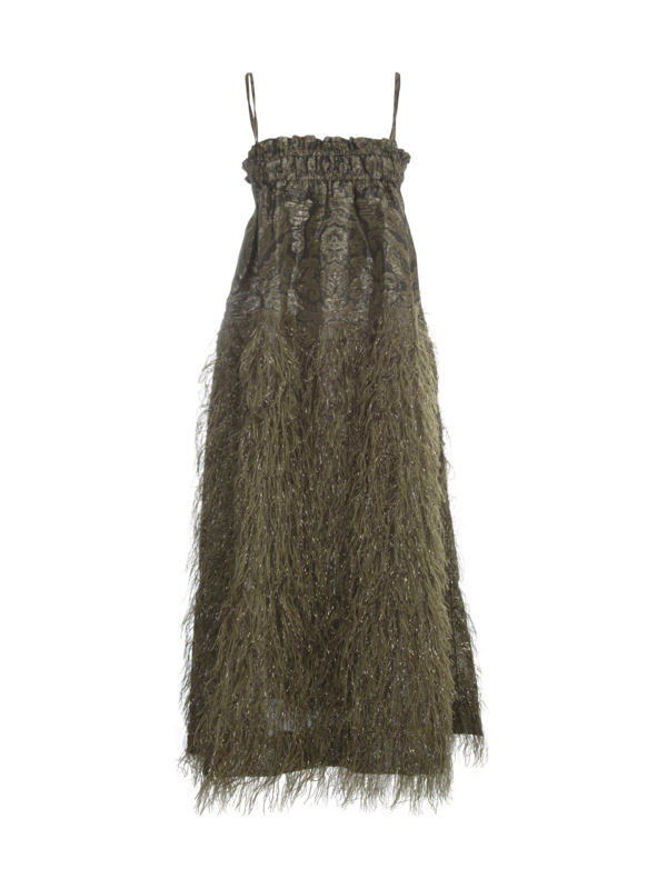 ganni feathery strap dress