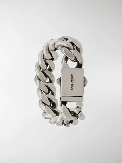 Shop Saint Laurent Curb Chain Bracelet In Silver