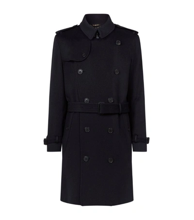 Shop Burberry The Kensington Trench Coat In Blue