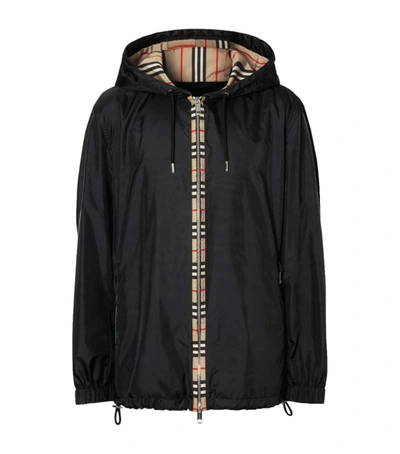 Shop Burberry Icon Stripe Detail Nylon Canvas Hooded Jacket