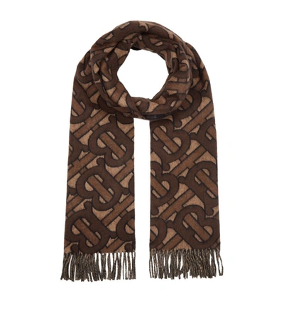Shop Burberry Monogram Cashmere Jacquard Scarf In Brown