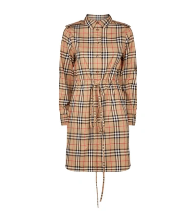 Shop Burberry Vintage Check Drawstring Shirt Dress