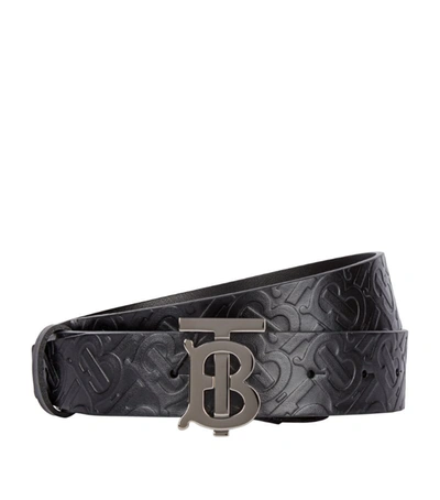 Shop Burberry Embossed Monogram Belt In Black