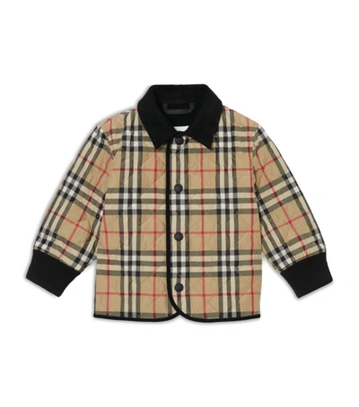 Shop Burberry Kids Vintage Check Diamond Quilted Jacket In Neutrals