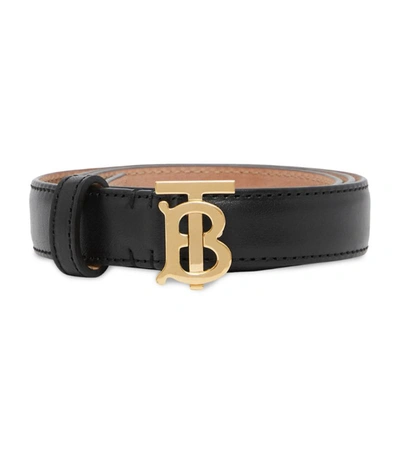 Shop Burberry Leather Tb Monogram Belt