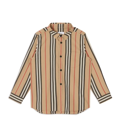 Shop Burberry Kids Icon Stripe Cotton Shirt (3-12 Years)