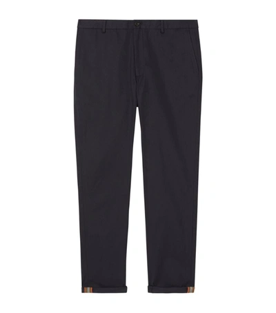 Shop Burberry Cotton Slim Chinos In Blue