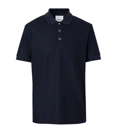 Shop Burberry Monogram-button Polo Shirt In Blue