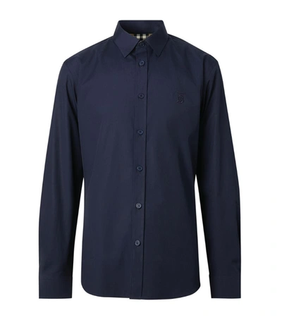 Shop Burberry Monogram Motif Slim-fit Shirt In Blue