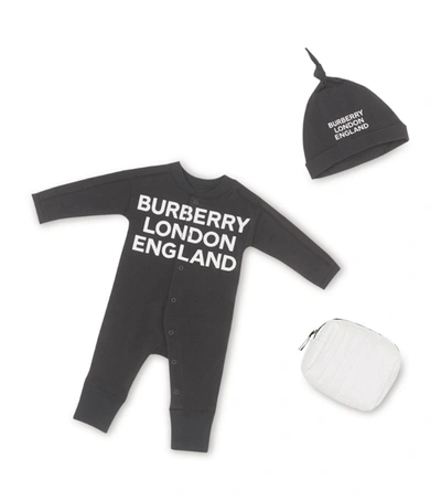 Shop Burberry Kids Logo Print Two-piece Babygrow Set