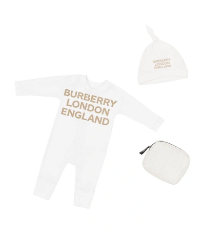 Shop Burberry Kids Playsuit And Hat Set (3-18 Months)