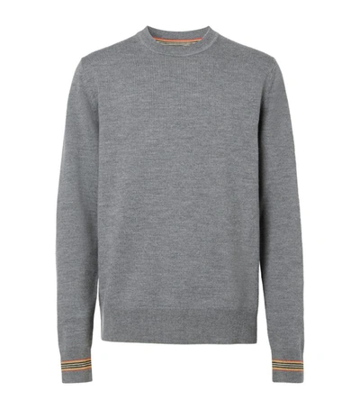 Shop Burberry Icon Stripe Sweater In Mid Grey Melange