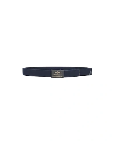 Shop Aeronautica Militare Fabric Belt In Dark Blue