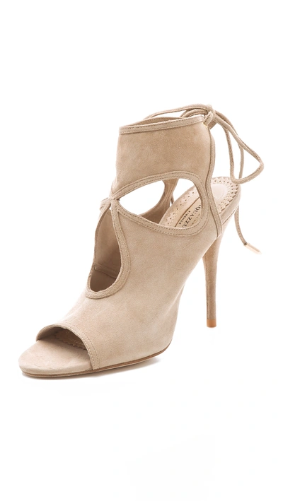 Aquazzura Sexy Thing 105绒面革凉鞋 In Nude&neutrals