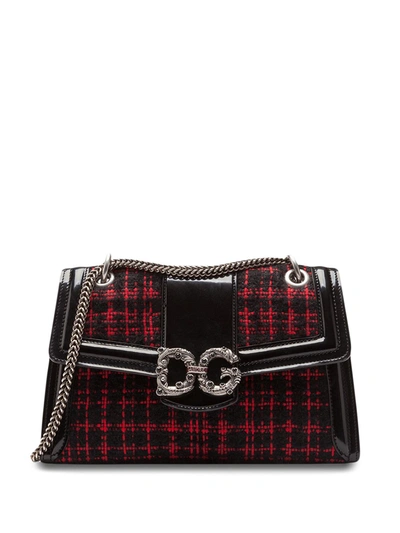 Shop Dolce & Gabbana Deviotion Leather Shoulder Bag In Black