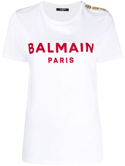 Shop Balmain Logo Cotton T-shirt