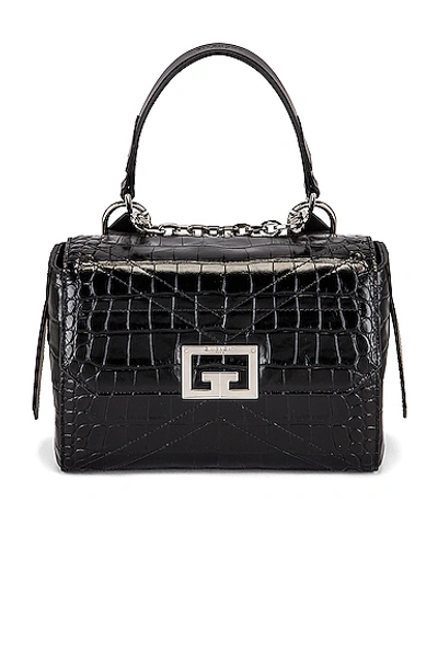 Shop Givenchy Small Embossed Croc Id Flap Bag In Black