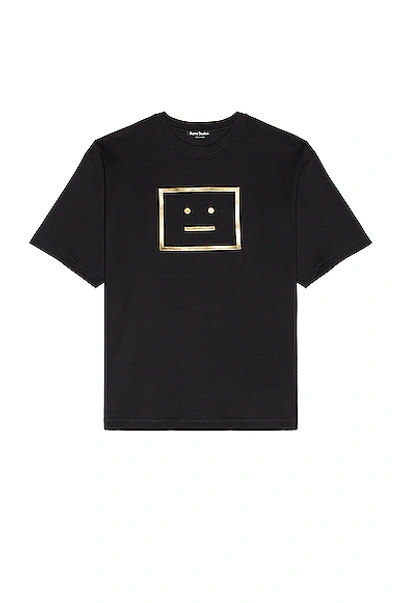 Shop Acne Studios Exford Metallic Face Tee In Black