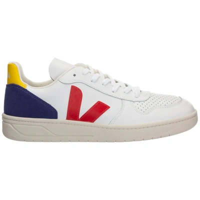 Shop Veja V-10 Sneakers In Extra-white-pekin-cobalt-tonic