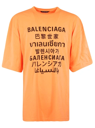 Shop Balenciaga Oversize Printed T-shirt In Fluo Orange/black